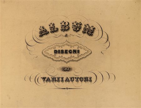 Autori vari, Album di disegni di vari autori. 1800-1870. In folio oblungo (mm...