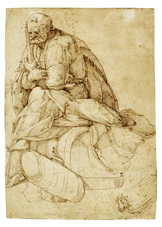 Baccio Bandinelli [scuola di], Studio per figura senile poggiata a un bastone...