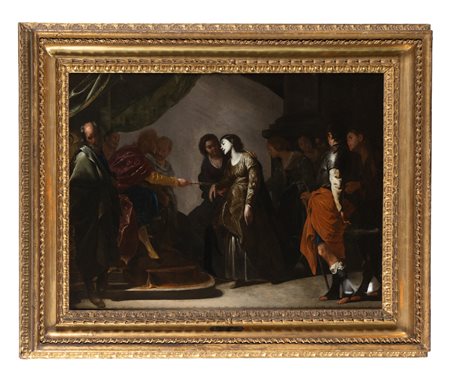 Bernardo Cavallino, Ester e Assuero. 1640-1642 ca. Olio su tela.cm 76,5x103....