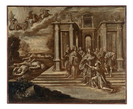 Rutilio Manetti, Apollo dopo l'uccisione dei Ciclopi. 1630 ca. Chiaroscuro a...