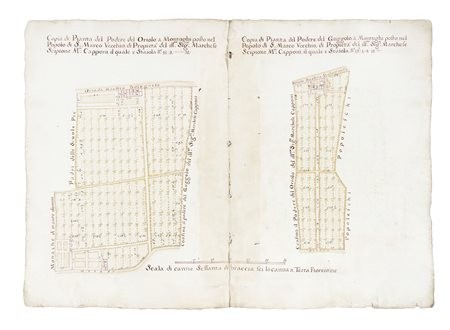 Copia di Pianta del Podere del Oriolo, a Montughi posto nel Popolo di S:Marco...