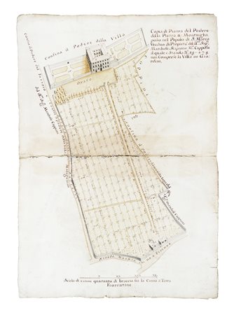 Copia della pianta de quattro uniti poderi, alla villa, del ill:mo Sig:re...