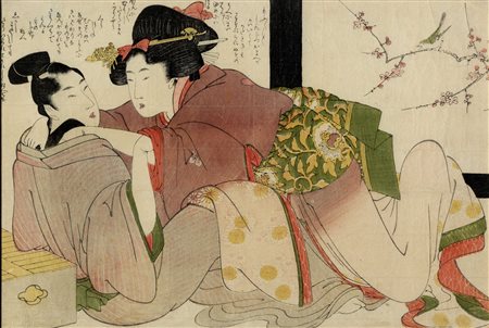 Kitagawa Utamaro, Una donna e il suo giovane amante. 1802. Nishiki-e...