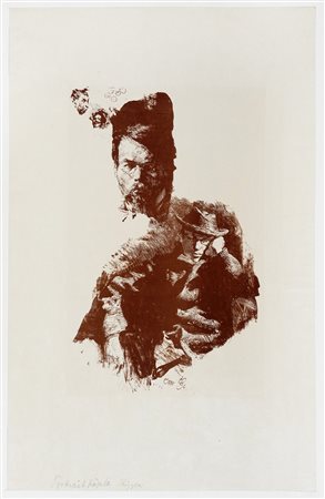 Otto Greiner, Studienblatt mit Bildnis von Hans Heuss und Albert Kresse...