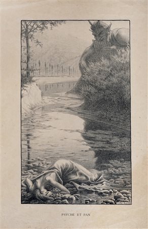 Tyra Kleen, Psyché et Pan. 1904 ca. Litografia. mm 395x235. Foglio: mm...