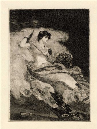 Max Klinger, Die Balldame. Frontespizio. 1884. Acquaforte. mm 139x100....