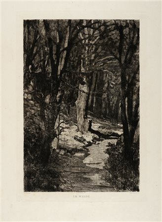 Max Klinger, Im Walde - Opus IX. 1884. Acquaforte. mm 465x275. Foglio: mm...