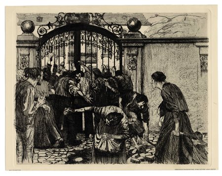 Käthe Kollwitz, Sturm. 1897. Acquaforte. mm 235x294. Foglio: mm 250x317. Dati...