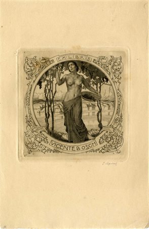 Sigmund Lipinsky, Lotto composto di 2 ex libris. 1920-22. 1) Ex Libris Di...