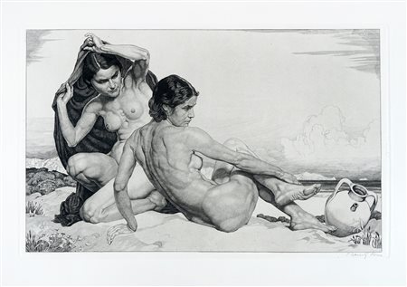 Sigmund Lipinsky, Nostalgia. 1935. Acquaforte e bulino. mm 332x520. Foglio:...