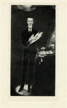 Alberto Martini, Lotto composto di 2 incisioni. 1920. 1) Autoritratto. Post...