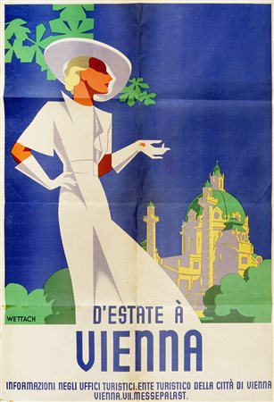 Reinhart Wettach, D'estate à Vienna. 1935 ca. Manifesto. mm 945x630. Firma in...