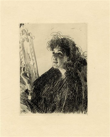 Anders Leonard Zorn, Girl With Cigarette I. 1891. Acquaforte. mm 155x115....