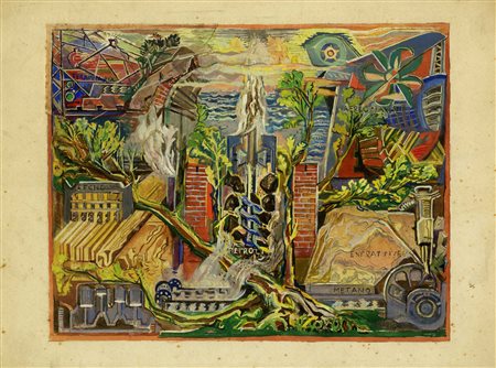 Anonimo del XX secolo, Senza titolo. 1930-40. Acquerello e matita su carta....