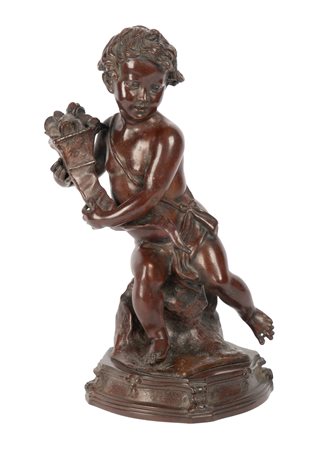 Luigi Avolio, Putto con cornucopia. Lega di bronzo. cm 37x20x15 (compreso il...