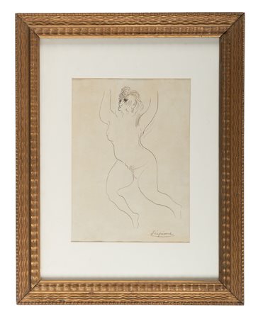 Gino Bonichi, Nudo femminile. Penna e inchiostro di china su carta. mm 36x26...