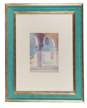Umberto Brunelleschi, Porticato a Venezia. 1913. Acquerello e matita su...