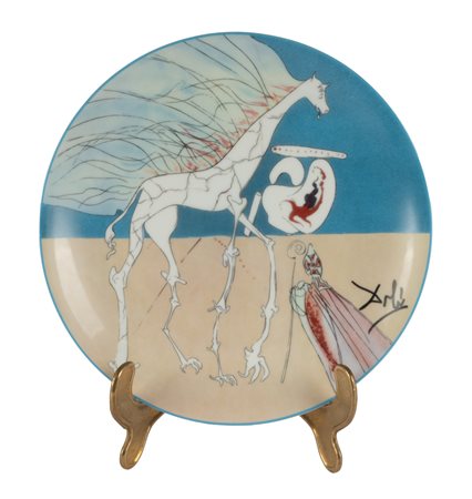 Salvador Dalì [after], Girafe Saturnienne. Porcellana Limoges. Diam. cm 22....
