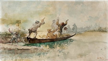 Sebastiano De Albertis, Senza titolo. Matita e acquerello su carta. mm...