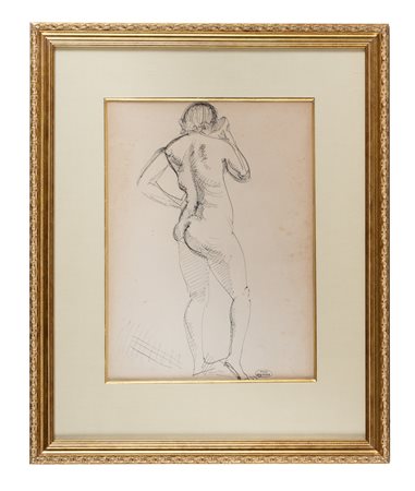 André Derain, Nu debout de dos. Penna e inchiostro di china su carta. mm...