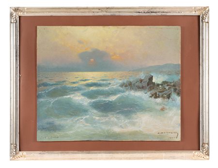 Alexander Dzigurski, San Remo. 1947. Olio su masonite. cm 49,7x62. Firmato e...