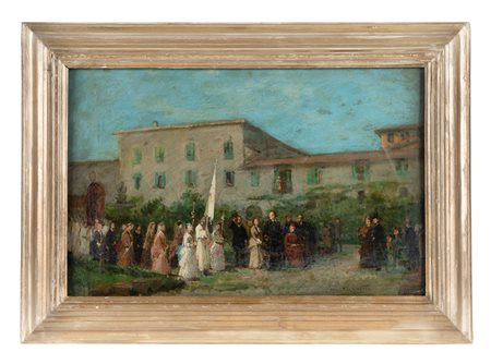 Annibale Gatti, Processione del Corpus Domini alla Ville Le Rose. 1870 ca....