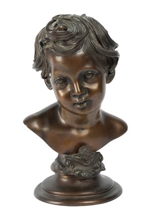 Vincenzo Gemito, Testa di fanciullo. Bronzo. cm 34x21x14. Firma e timbro...