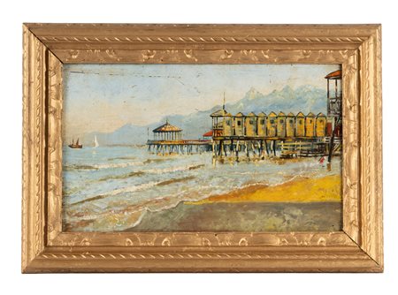 Luigi Levi (detto Ulvi Liegi), Marina. Olio su tavola. cm 24x39,4. "Ulvi...