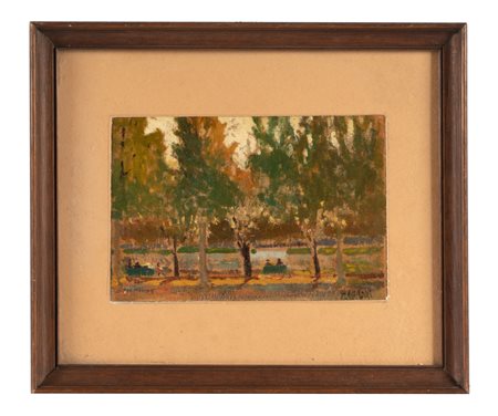 Luigi Levi (detto Ulvi Liegi), Il parco. 1900. Olio su cartone. cm 13x19,5....