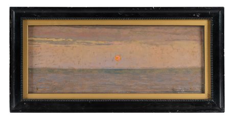 Llewelyn Lloyd, Tramonto sul mare di Manarola. (Mare). 1903. Olio su cartone....