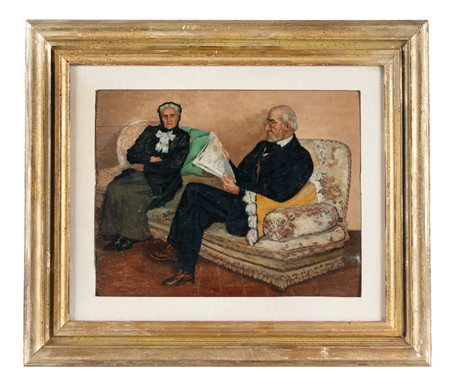 Giovanni Malesci, Ritratto dei marchesi Bartolini Salimbeni. 1914. Olio su...