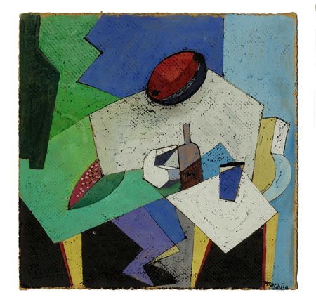 Antonio Marasco, Natura morta con anguria. Tempera e penna inchiostro di...