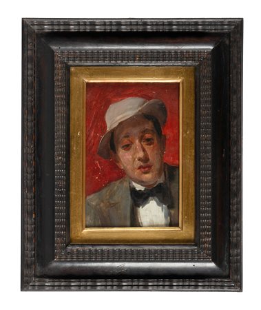 Filippo Marfori Savini, La fine del mese (Autoritratto). Olio su tavoletta....