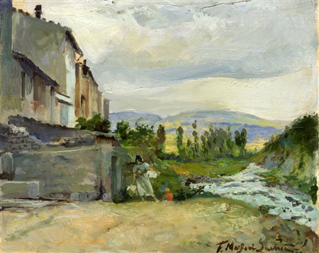 Filippo Marfori Savini, Paesaggio. Olio su tavoletta. cm 19x24. Firmato in...