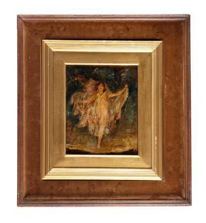 Vincenzo Migliaro, Figura femminile seminuda. Olio su tavoletta. cm...