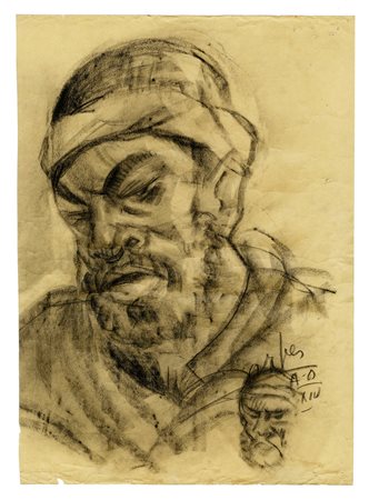 William Neweham Montague Orpen, Studi di volto maschile. 1914. Carboncino su...