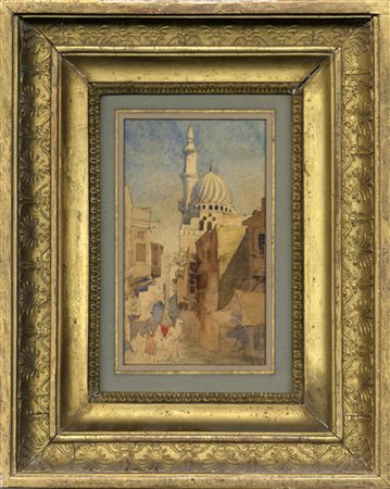 Henri Regnault [attribuito a], Scena orientale. Acquerello e matita su carta....