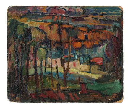 Gino (Luigi) Rossi, Paesaggio collinare/Ritratto femminile. 1912-13. Olio su...