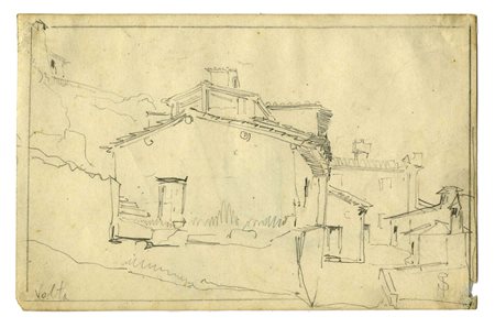 Telemaco Signorini, Volta. Disegno recto/verso. Matita su carta. mm 108x170....