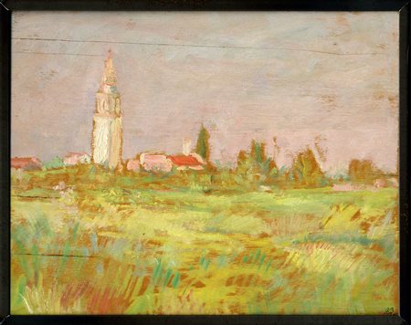 Mario Vellani Marchi, I prati di Mazzorbo. 1935. Olio su tavoletta. cm...