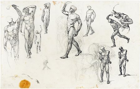 Adolfo De Carolis, Bozzetti di studio per I Cavalli del Sole. 1907 ca. Matita...