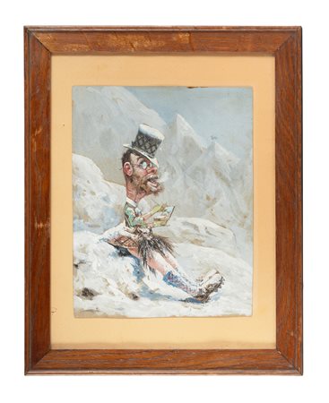 Emilio Lapi, Caricatura di Telemaco Signorini. Acquerelli su carta. mm...