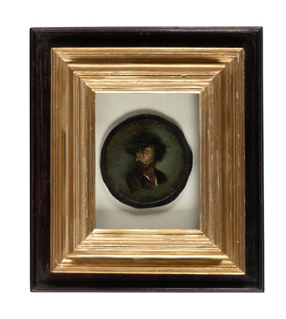 Angelo Tricca, Michele Gordigiani. 1856 ca. Olio su tavoletta. cm diam. 9,6....