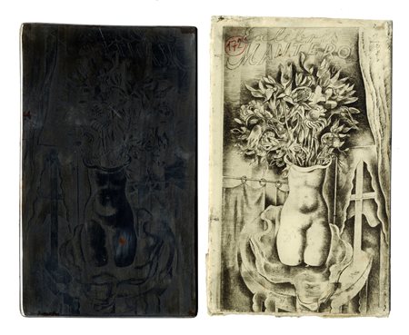 Michel Fingesten, Lastra incisoria in rame per l'Ex Libris Mantero. 1937....