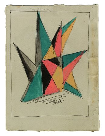 Nino Caliari, Composizione futurista. Acquerello, penna e inchiostro di china...