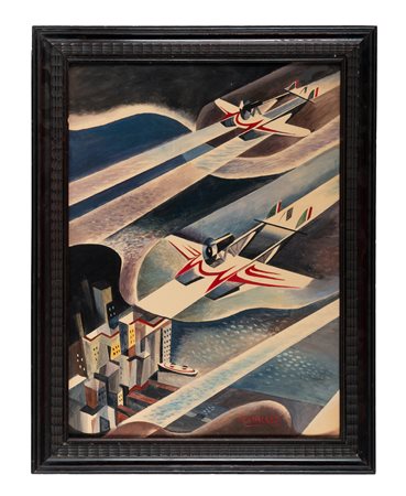 Arturo Ciacelli, Aeropittura. Olio su cartone. cm 67x49. Firma in basso a...