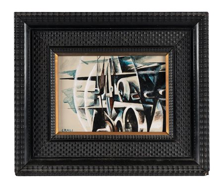 Tullio Crali, Eliche. Olio su tavoletta. cm 19x24,5. Firma in basso a...