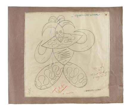 Fortunato Depero, Guerriero cinese. 1919. Matita, pastello rosso, pastello...