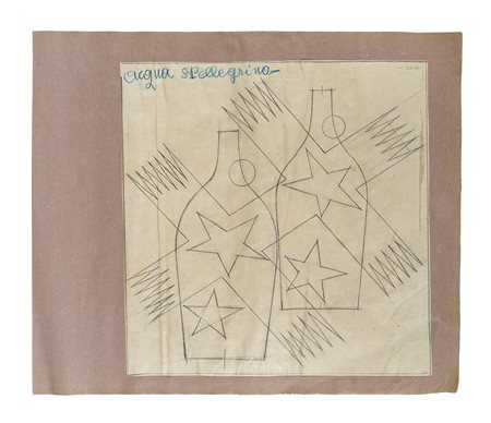 Fortunato Depero, San Pellegrino. 1928. Matita e pastello blu su carta. mm...