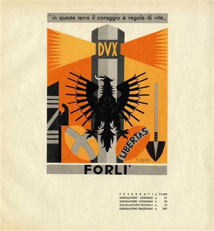 Fortunato Depero, Lotto composto di 3 incisioni da Le Città. 1938. Raccolta...